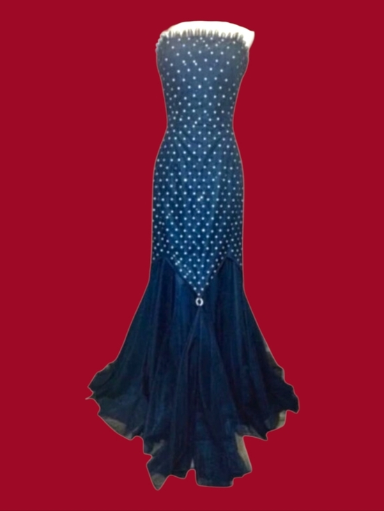 Vintage Dresses & Skirts - y2k Paris by Mon Cheri Formal Black Mermaid Gown Sz 8
